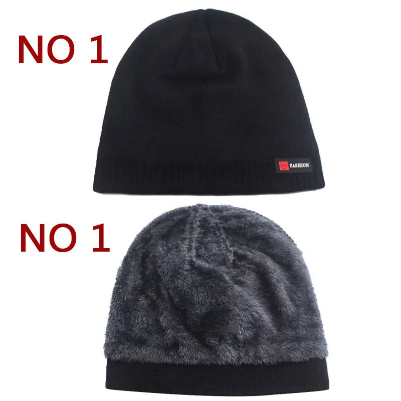 Skullies Beanies Men Winter Hat Women Knitted Hats For Men Cap Winter Beanie Hat Gorro Thick Warm Brimless Fur Bonnet Men&