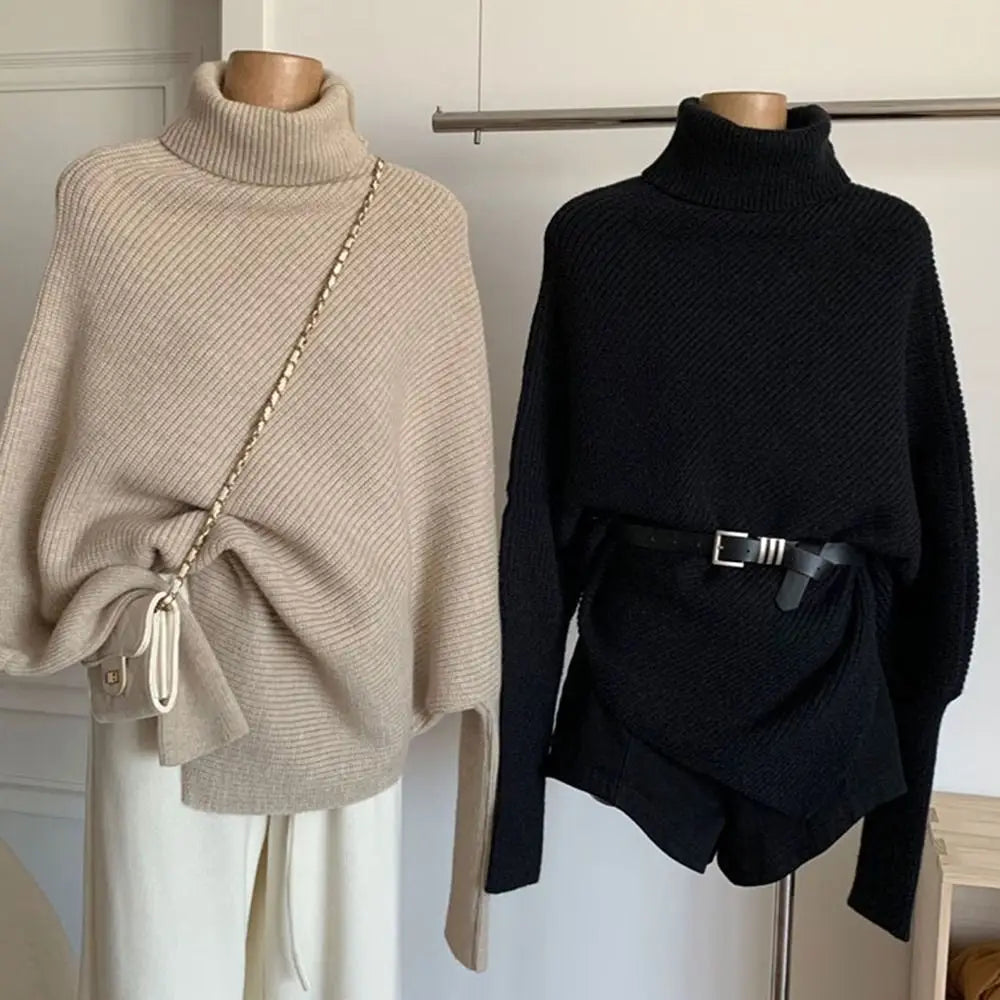 Fashion Irregular Knit Sweater Loose Thickened Female Pullovers Warm Chic Tops Autumn Winter