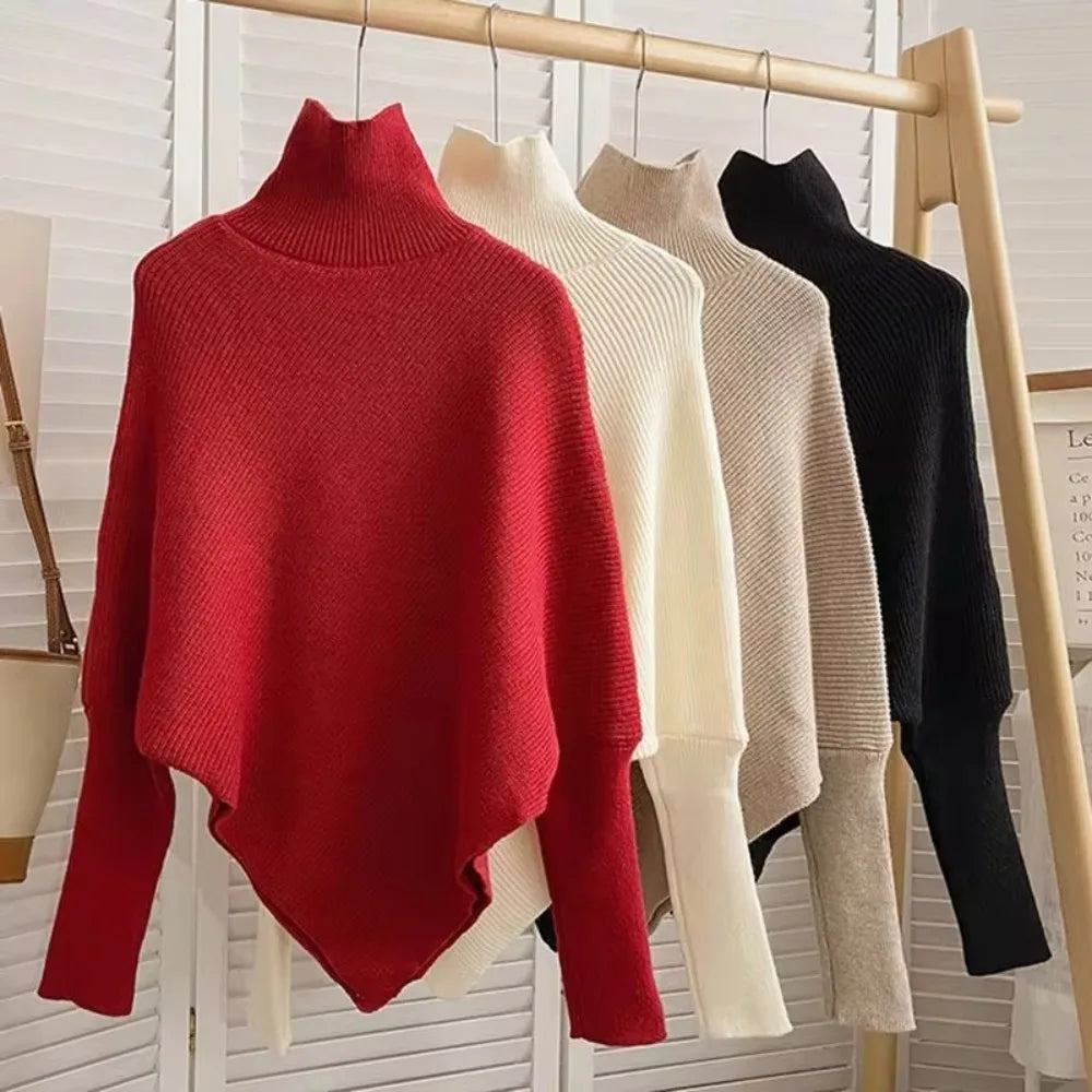 Fashion Irregular Knit Sweater Loose Thickened Female Pullovers Warm Chic Tops Autumn Winter