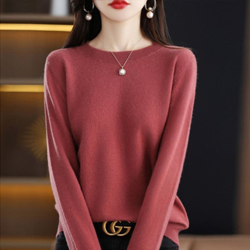 Women Sweater O-neck Autumn Winter Basic Pullover Warm Casual Pulls Jumpers Korean Long-sleeved Solid Knitwear Bottoming Shirt