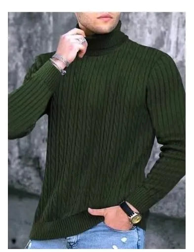 Turtleneck Sweaters Autumn Winter Male Long Sleeve Knitted Slim Twist Pullover Sweaters ZJFS-1515*04