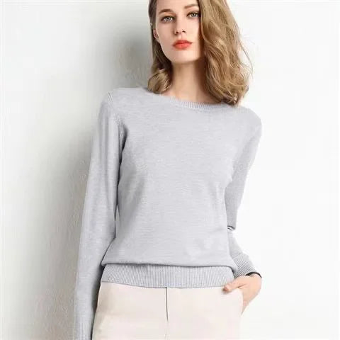 Women Sweater O-neck Autumn Winter Basic Pullover Warm Casual Pulls Jumpers Korean Long-sleeved Solid Knitwear Bottoming Shirt