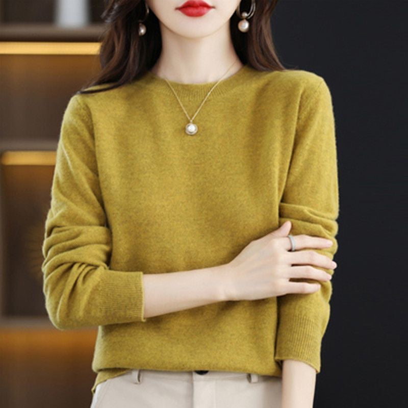 Women Sweater O-neck Autumn Winter Basic Pullover Warm Casual Pulls Jumpers Korean Long-sleeved Solid Knitwear Bottoming Shirt