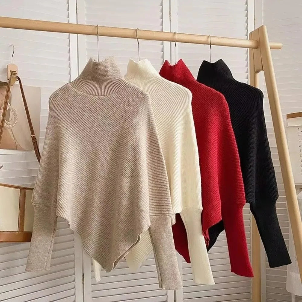 Fashion Irregular Knit Sweater Loose Thickened Female Pullovers Warm Chic Tops Autumn Winter