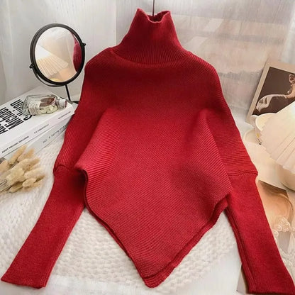 Fashion Irregular Knit Sweater Loose Thickened Female Pullovers Warm Chic Tops Autumn Winter