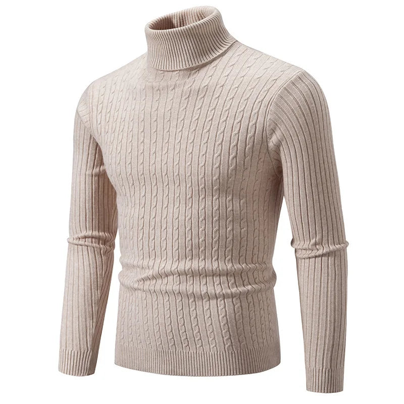 Turtleneck Sweaters Autumn Winter Male Long Sleeve Knitted Slim Twist Pullover Sweaters ZJFS-1515*04