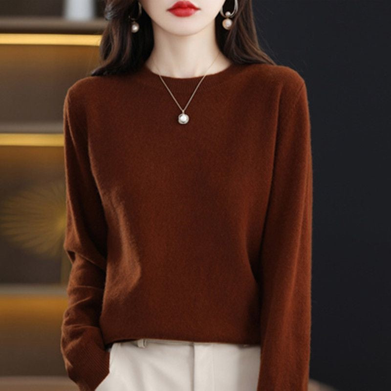 Women Sweater O-neck Autumn Winter Basic Pullover Warm Casual Pulls Jumpers Korean Long-sleeved Solid Knitwear Bottoming Shirt