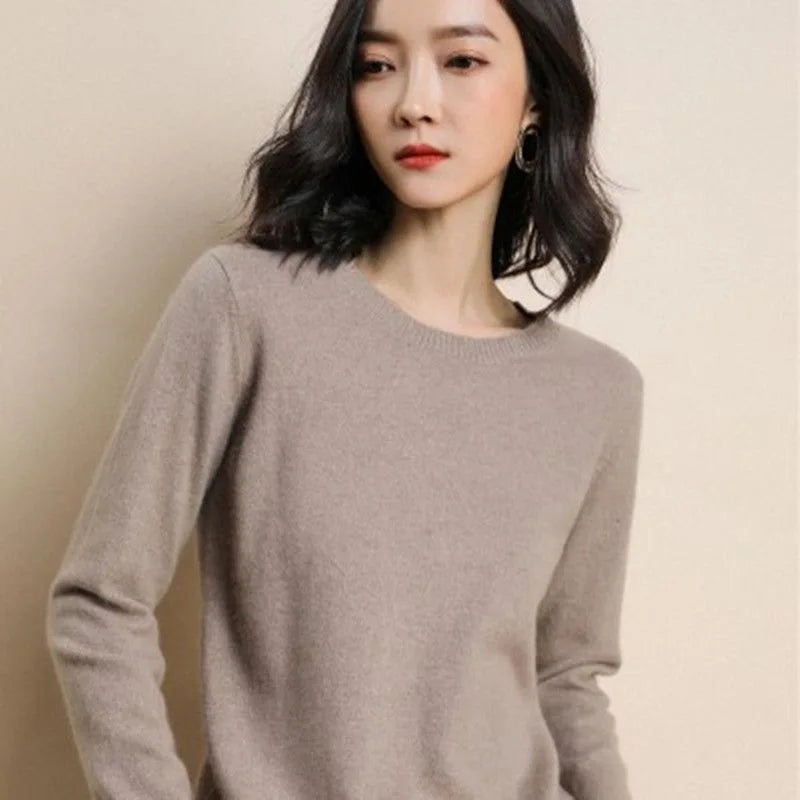 Women Sweater O-neck Autumn Winter Basic Pullover Warm Casual Pulls Jumpers Korean Long-sleeved Solid Knitwear Bottoming Shirt