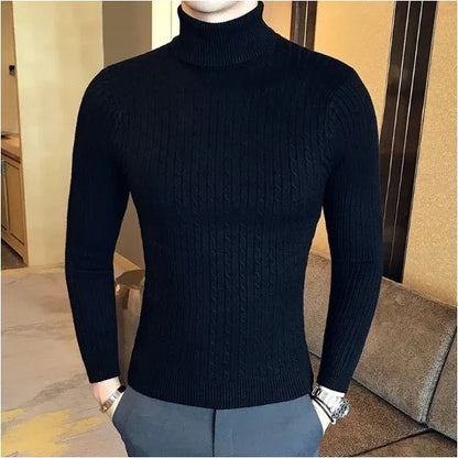 Sweater  Pullover Knitted Warm Casual Turtleneck Sweatwear  Mens Tops