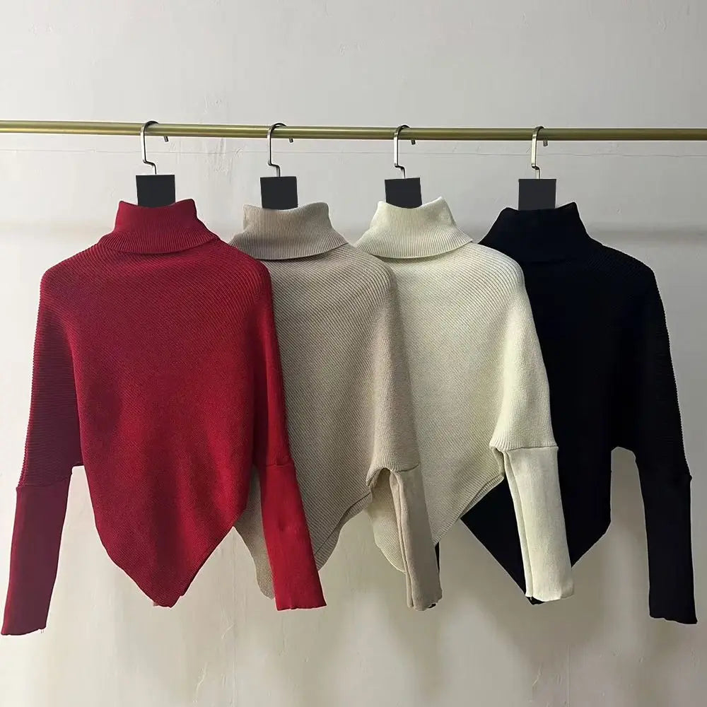 Fashion Irregular Knit Sweater Loose Thickened Female Pullovers Warm Chic Tops Autumn Winter