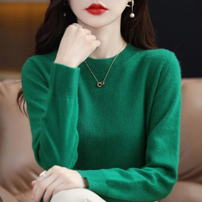 Women Sweater O-neck Autumn Winter Basic Pullover Warm Casual Pulls Jumpers Korean Long-sleeved Solid Knitwear Bottoming Shirt