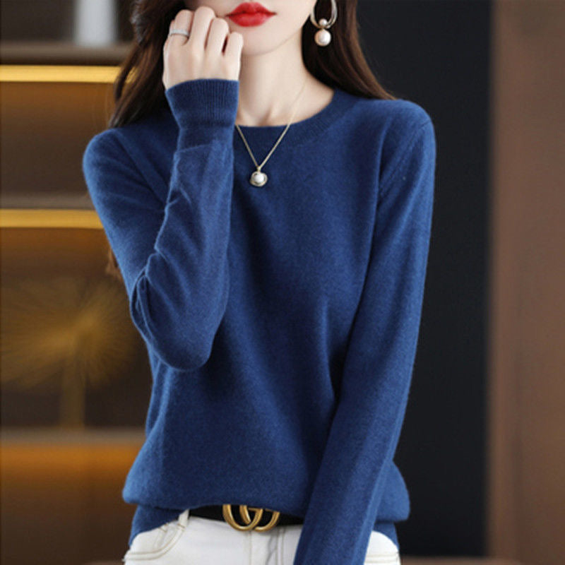 Women Sweater O-neck Autumn Winter Basic Pullover Warm Casual Pulls Jumpers Korean Long-sleeved Solid Knitwear Bottoming Shirt