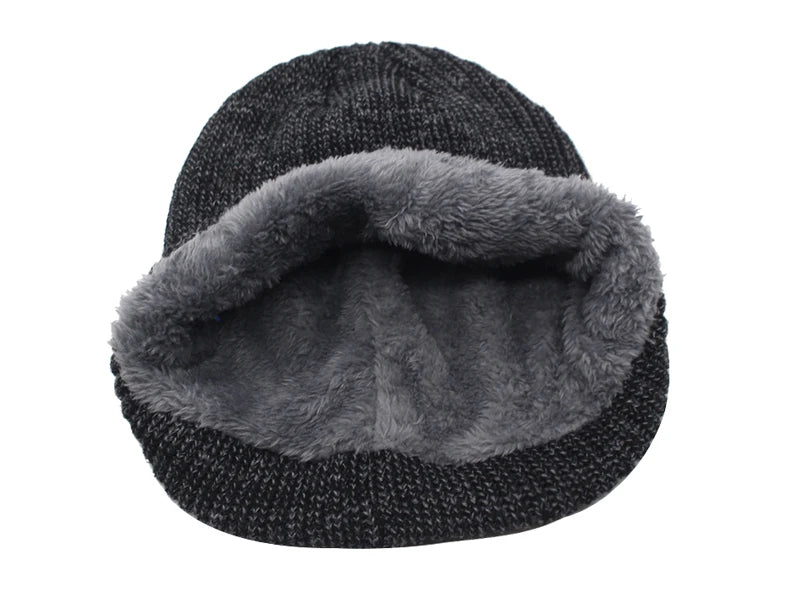 Skullies Beanies Men Winter Hat Women Knitted Hats For Men Cap Winter Beanie Hat Gorro Thick Warm Brimless Fur Bonnet Men&